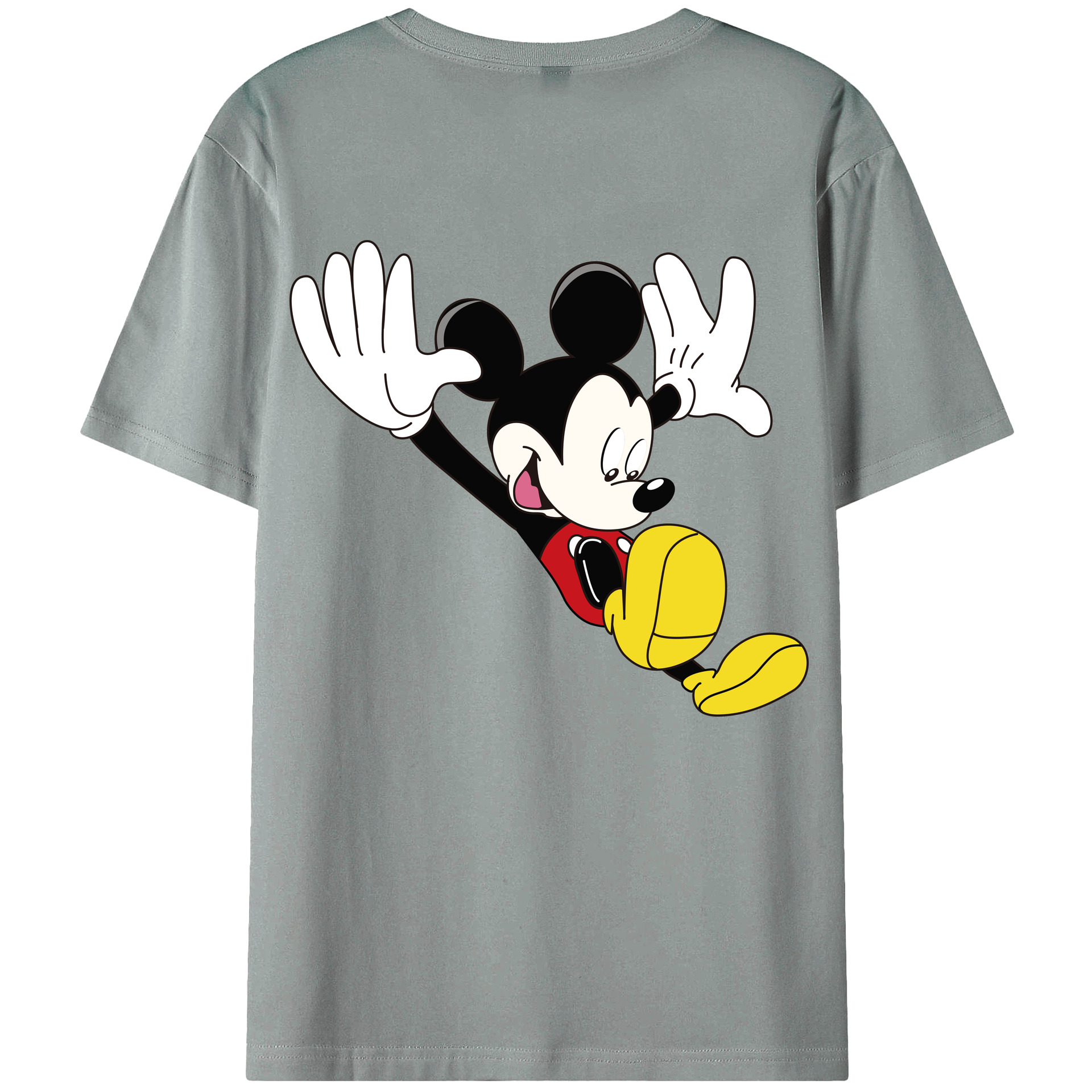 ミッキーマウス Mickey Mouse 綿100％ メンズ半袖Tシャツ（バックプリント） 通気性